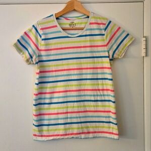 J. Crew Collector Tee 100% Cotton Neon Stripe Size Medium